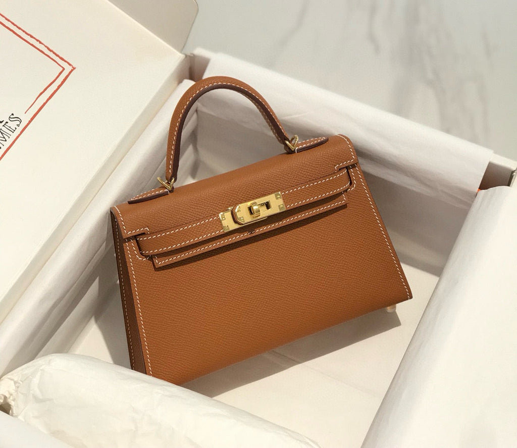 Hermes Kelly Mini 20 Golden Brown Epsom Gold Hardware Bag