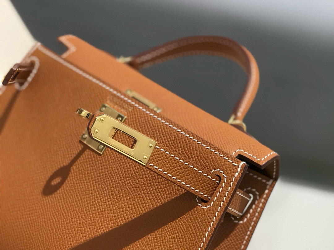 Hermes Kelly Mini 20 Golden Brown Epsom Gold Hardware Bag