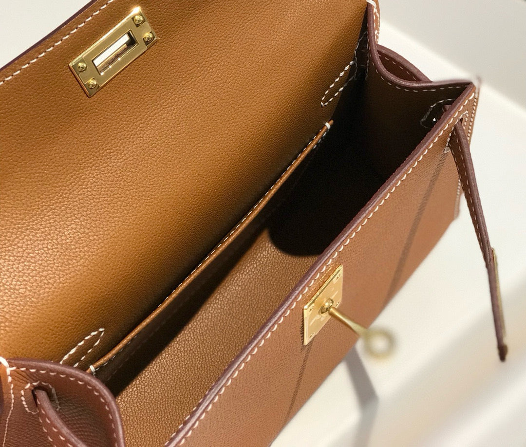 Hermes Kelly Mini 20 Golden Brown Epsom Gold Hardware Bag