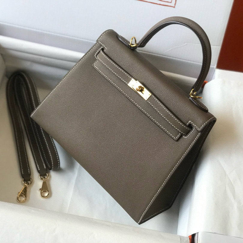 Hermes Kelly 25 Etoupe Epsom Leather Gold Hardware Bag