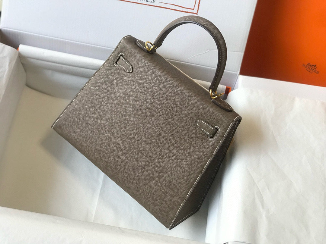 Hermes Kelly 25 Etoupe Epsom Leather Gold Hardware Bag