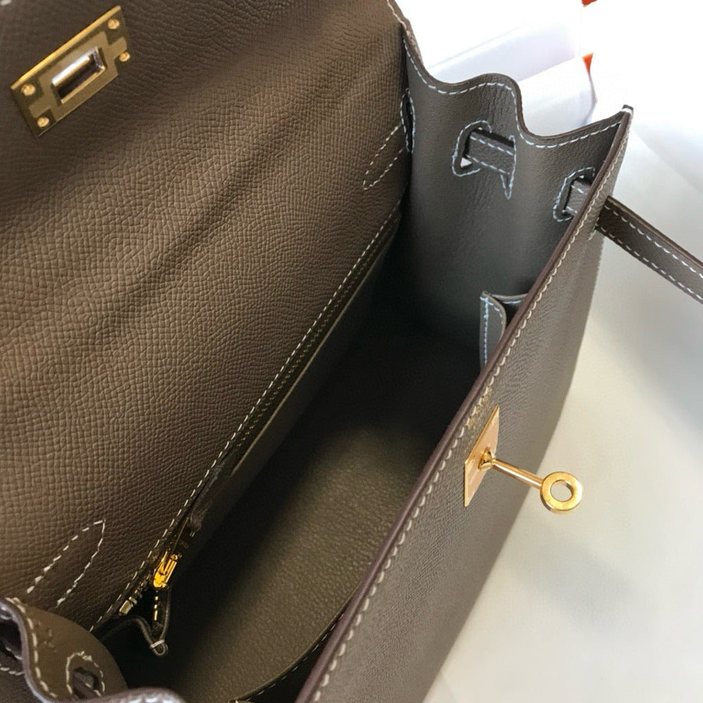 Hermes Kelly 25 Etoupe Epsom Leather Gold Hardware Bag