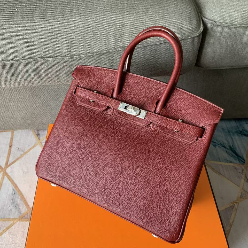 Hermes Birkin 30cm Jam Calfskin Silver Hardware Bag