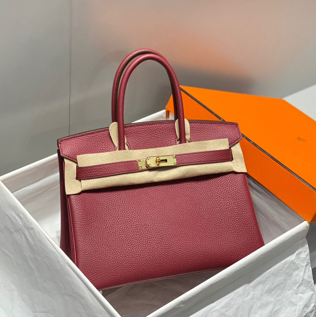 Hermes Birkin 25cm Burgundy Calfskin Gold Hardware Bag