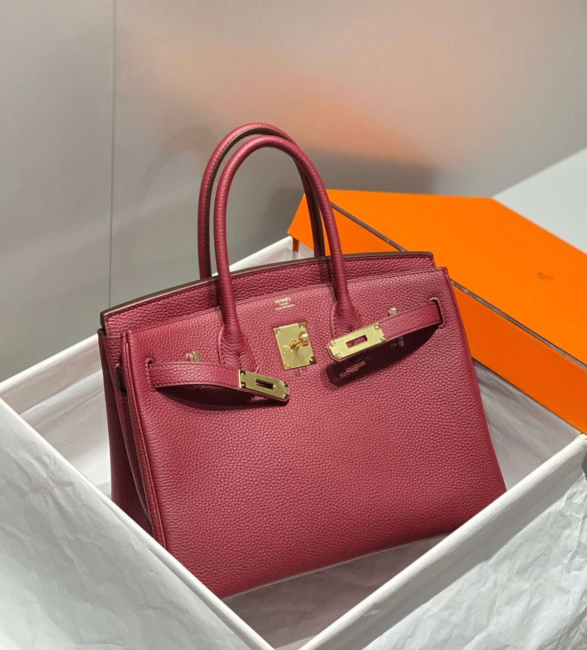 Hermes Birkin 25cm Burgundy Calfskin Gold Hardware Bag