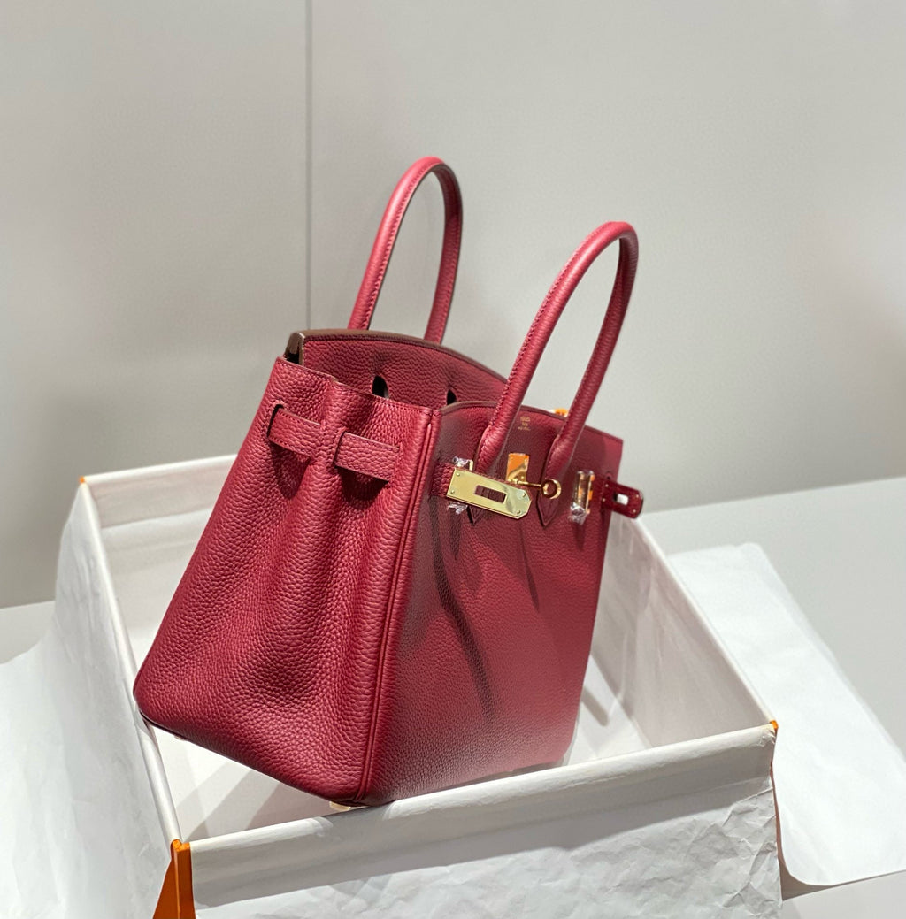 Hermes Birkin 25cm Burgundy Calfskin Gold Hardware Bag