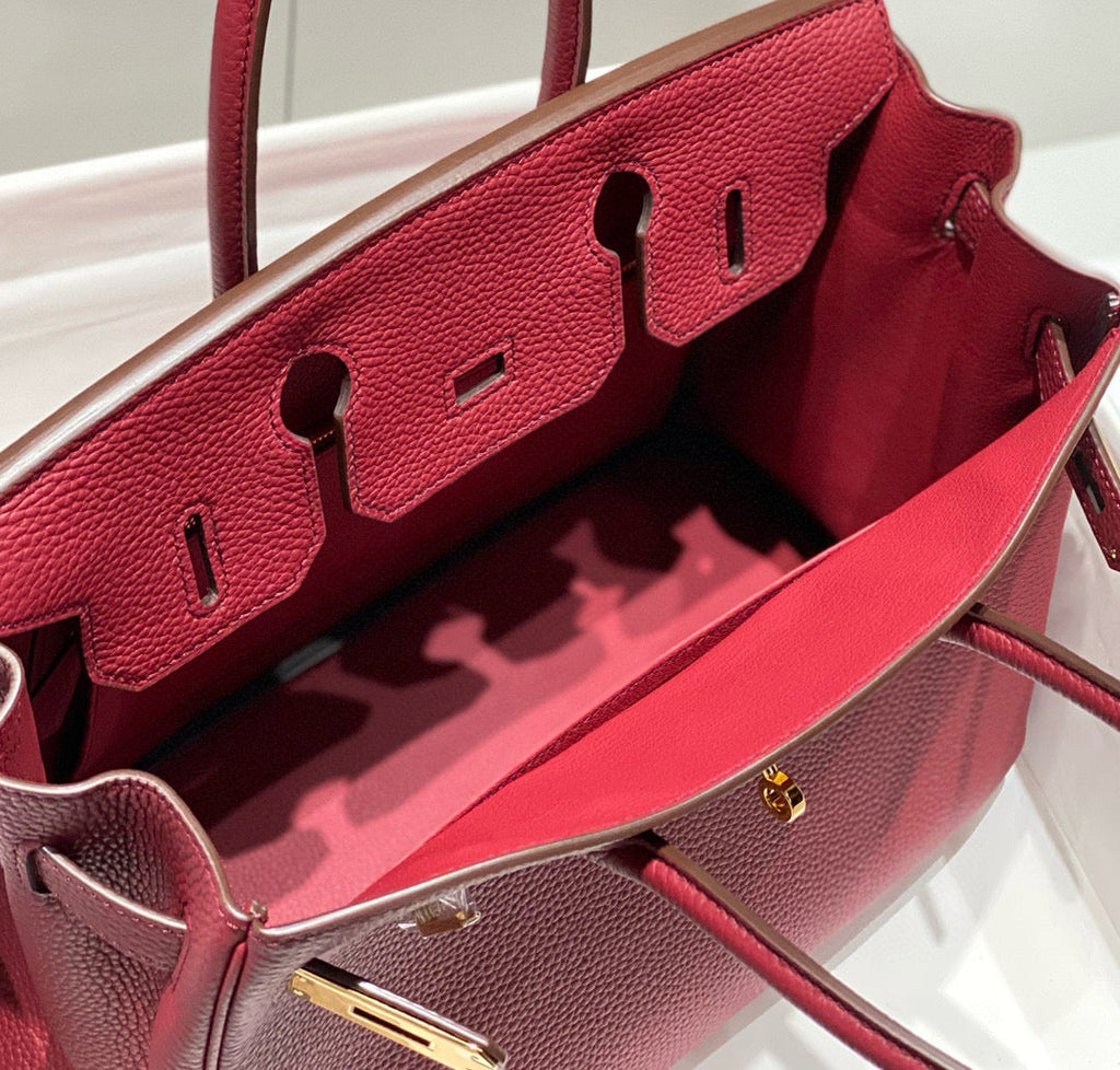 Hermes Birkin 25cm Burgundy Calfskin Gold Hardware Bag