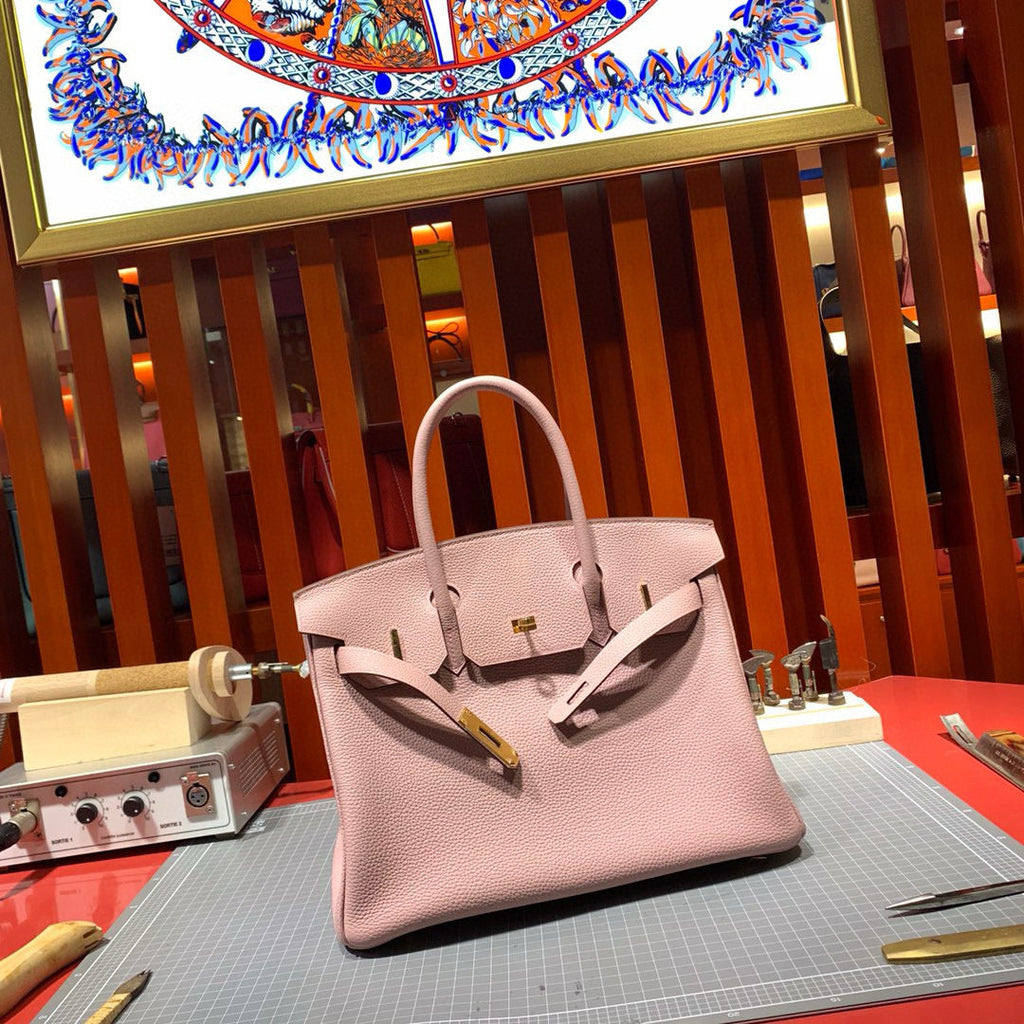 Hermes Birkin 30cm Light Pink Togo Leather Gold Hardware Bag
