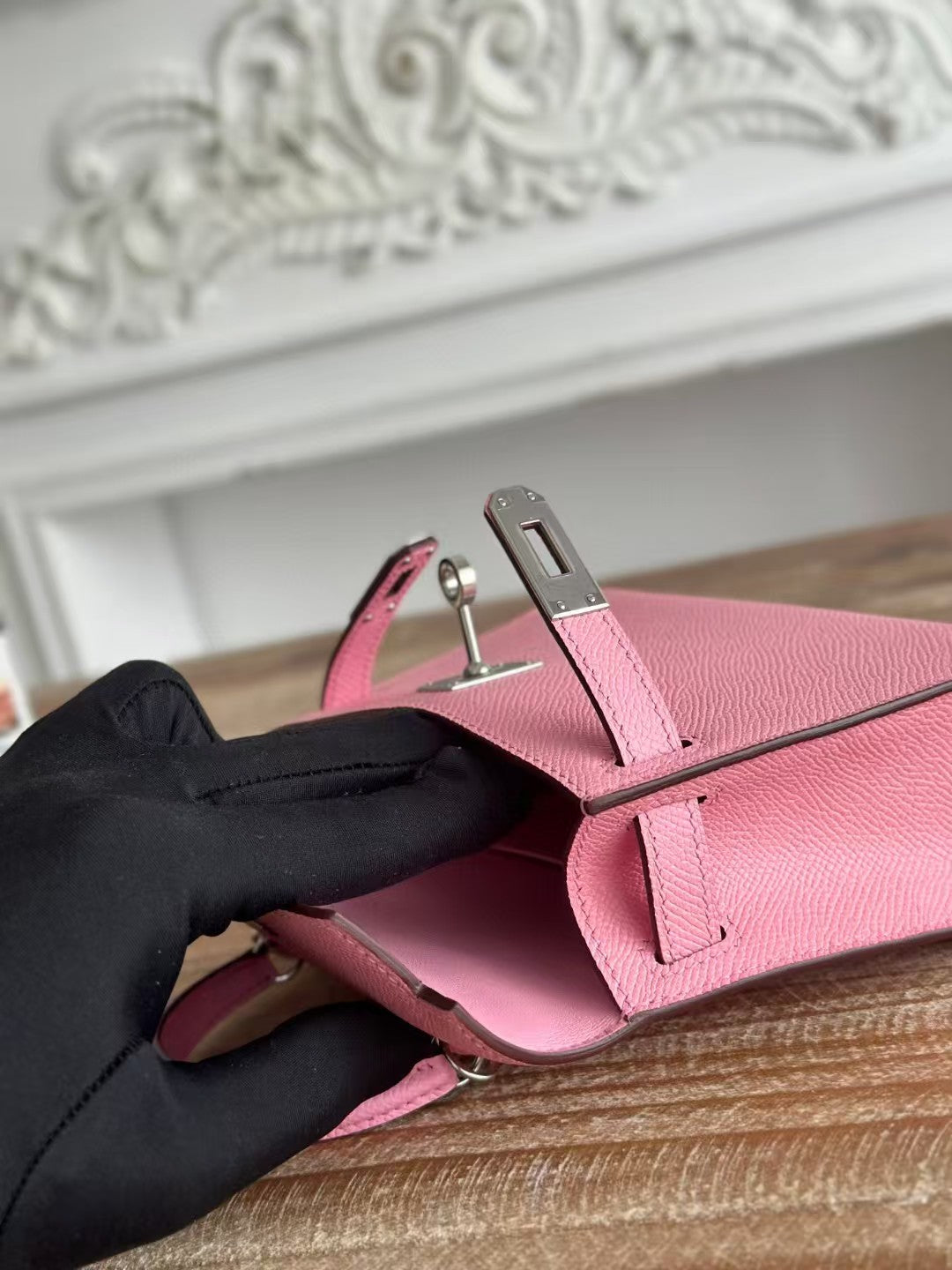 Hermes Kelly Mini 19 Light Pink Calfskin Silver Hardware Bag