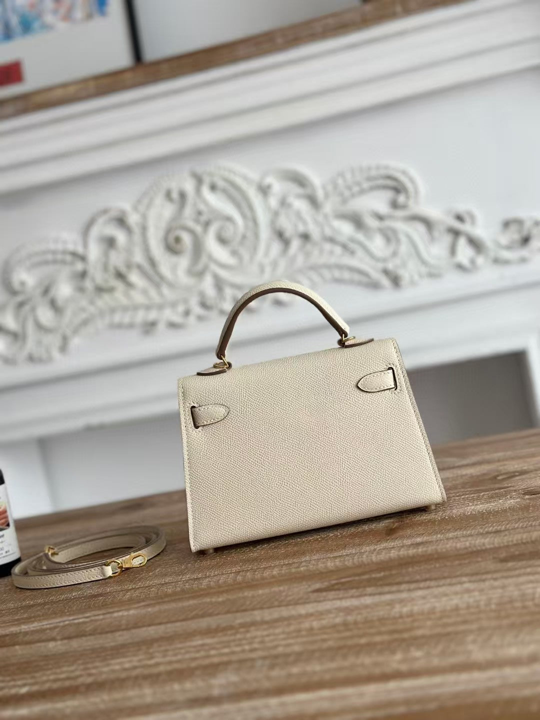 Hermes Kelly Mini 19 White Calfskin Gold Hardware Bag