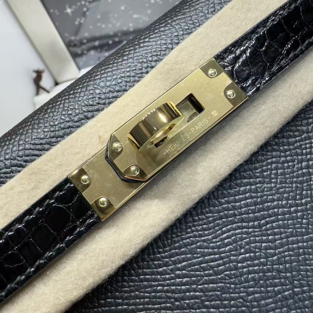 Hermes Kelly Mini 19 Black Togo Lether Gold Hardware Bag
