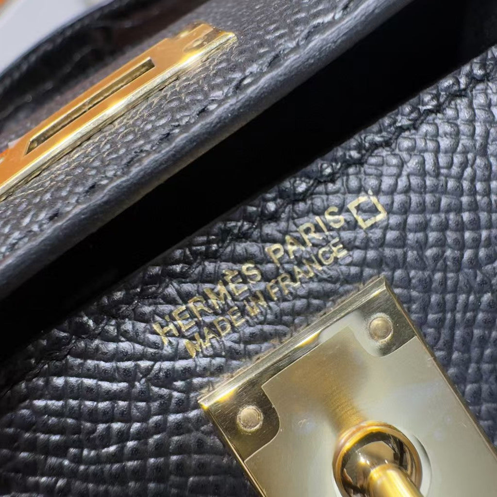 Hermes Kelly Mini 19 Black Togo Lether Gold Hardware Bag
