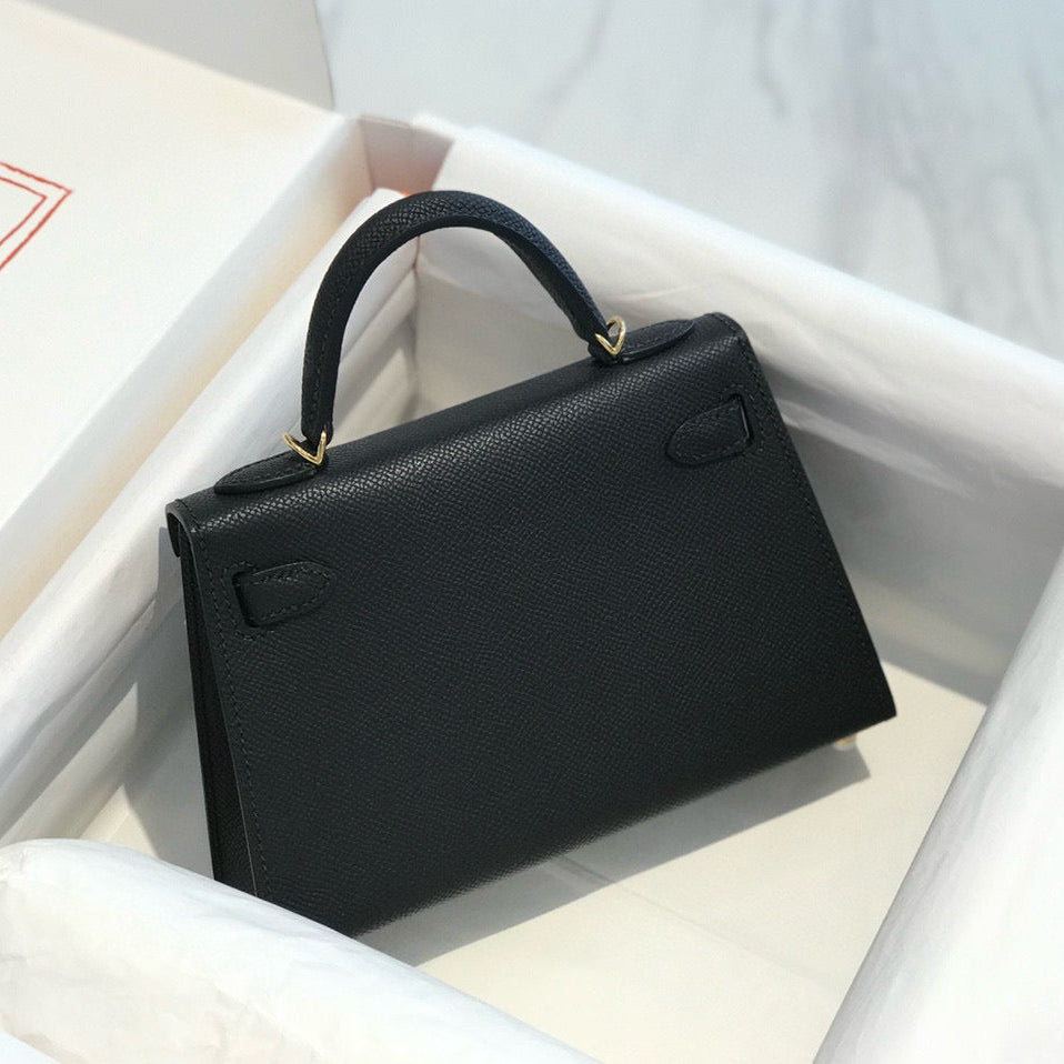 Hermes Kelly Mini 19 Black Epsom Calfskin Gold Hardware Bag