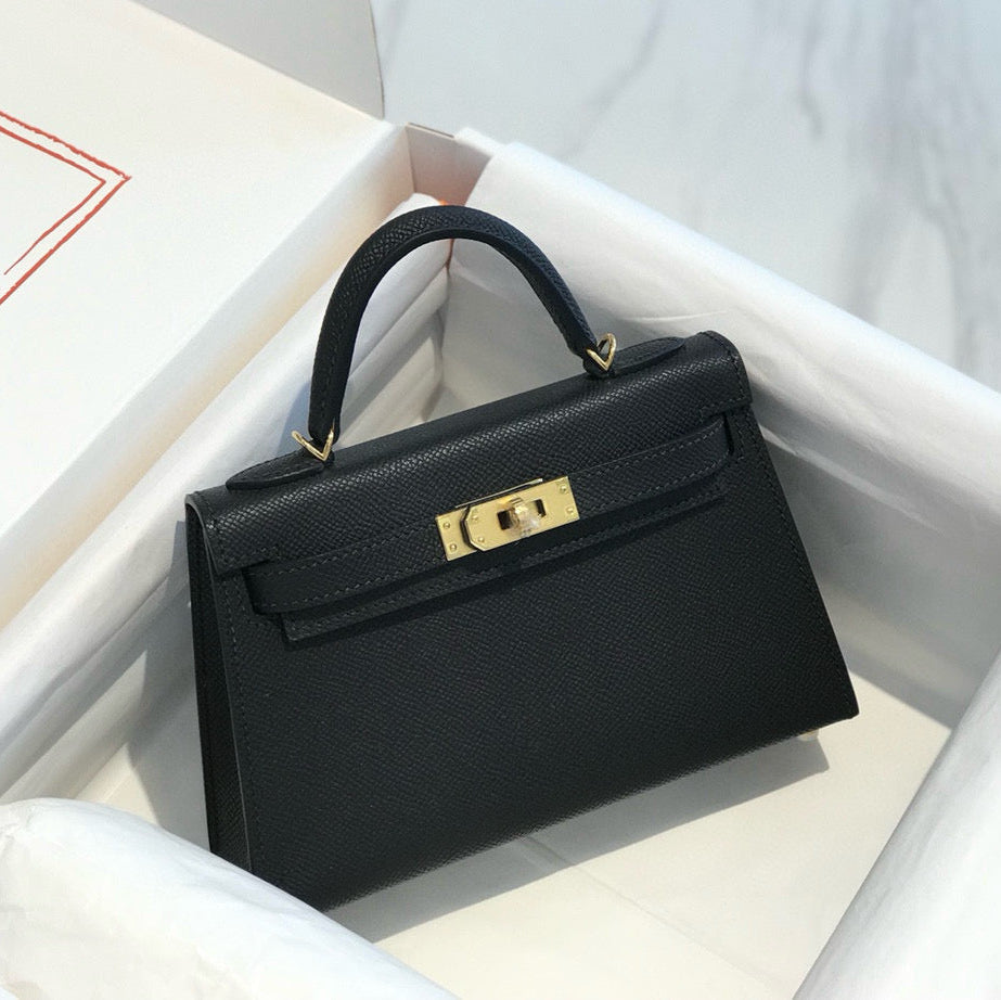 Hermes Kelly Mini 19 Black Epsom Calfskin Gold Hardware Bag