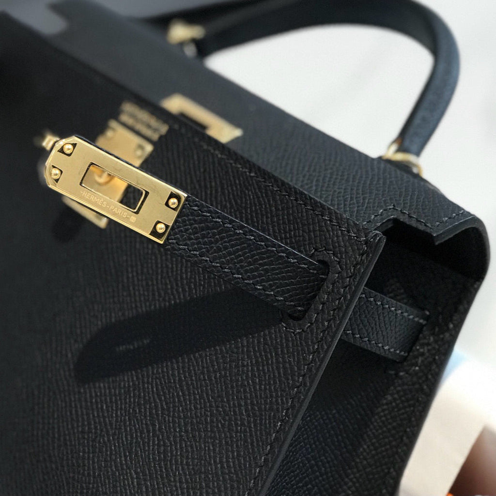 Hermes Kelly Mini 19 Black Epsom Calfskin Gold Hardware Bag