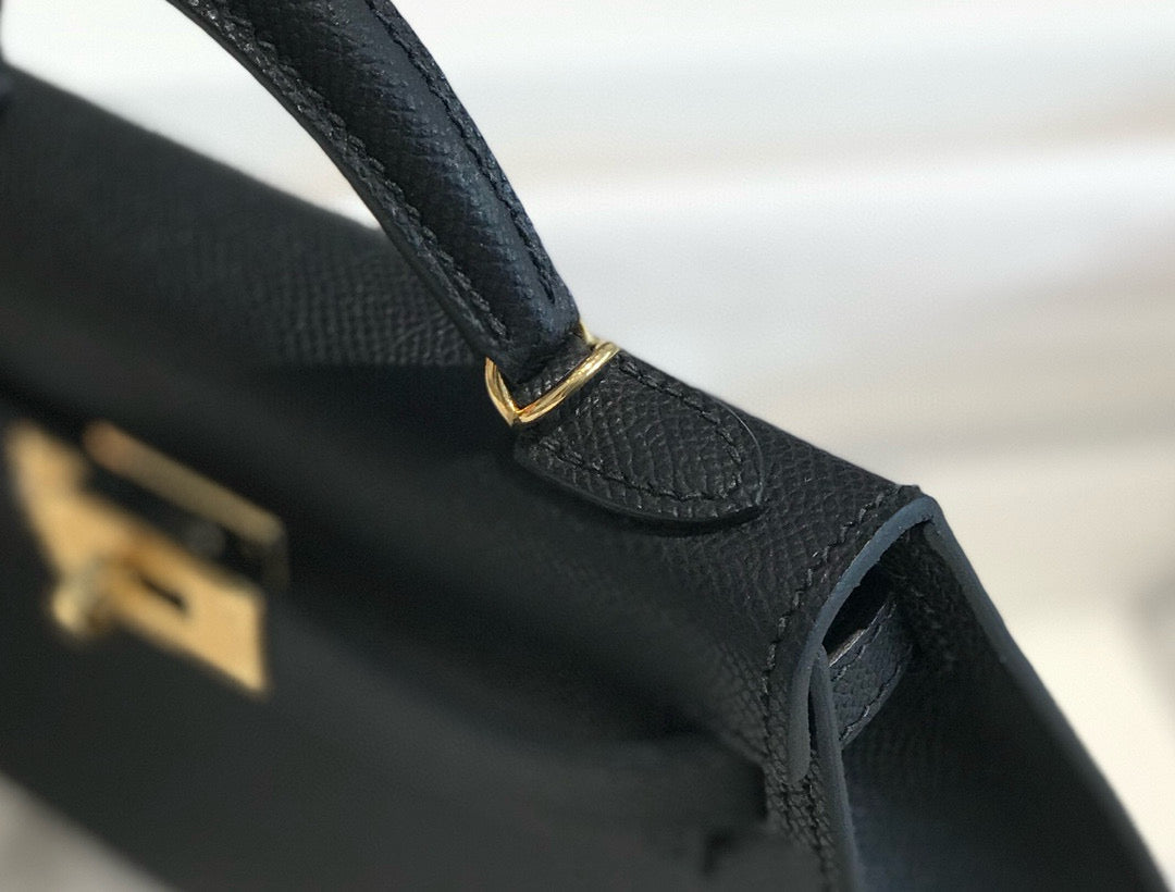 Hermes Kelly Mini 19 Black Epsom Calfskin Gold Hardware Bag