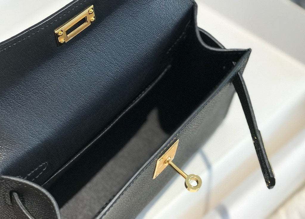 Hermes Kelly Mini 19 Black Epsom Calfskin Gold Hardware Bag