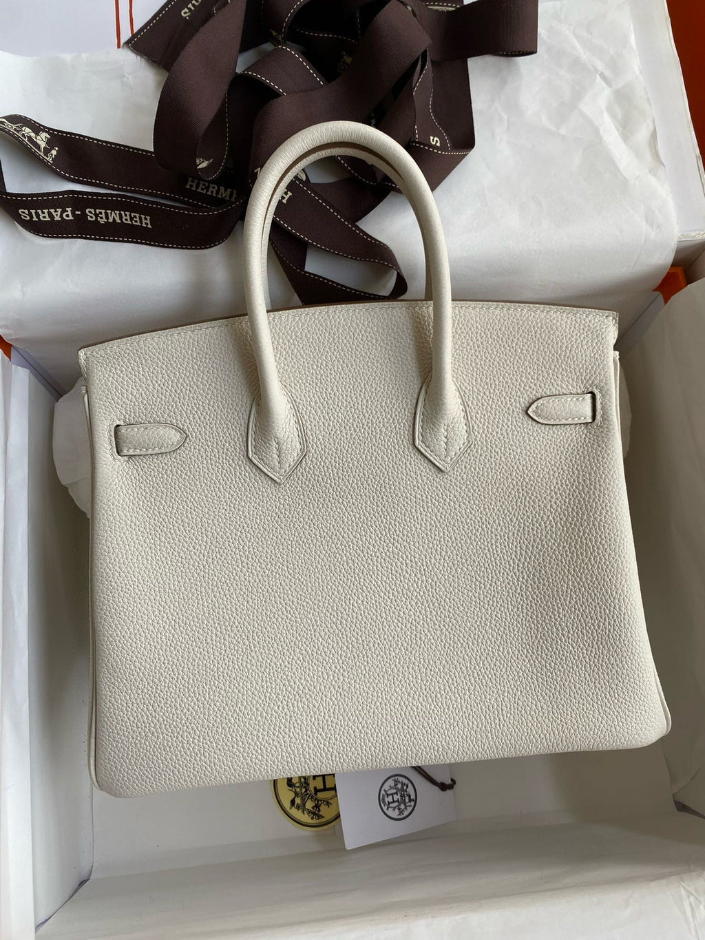 Hermes Birkin 25cm Cream Togo Leather Gold Hardware Bag