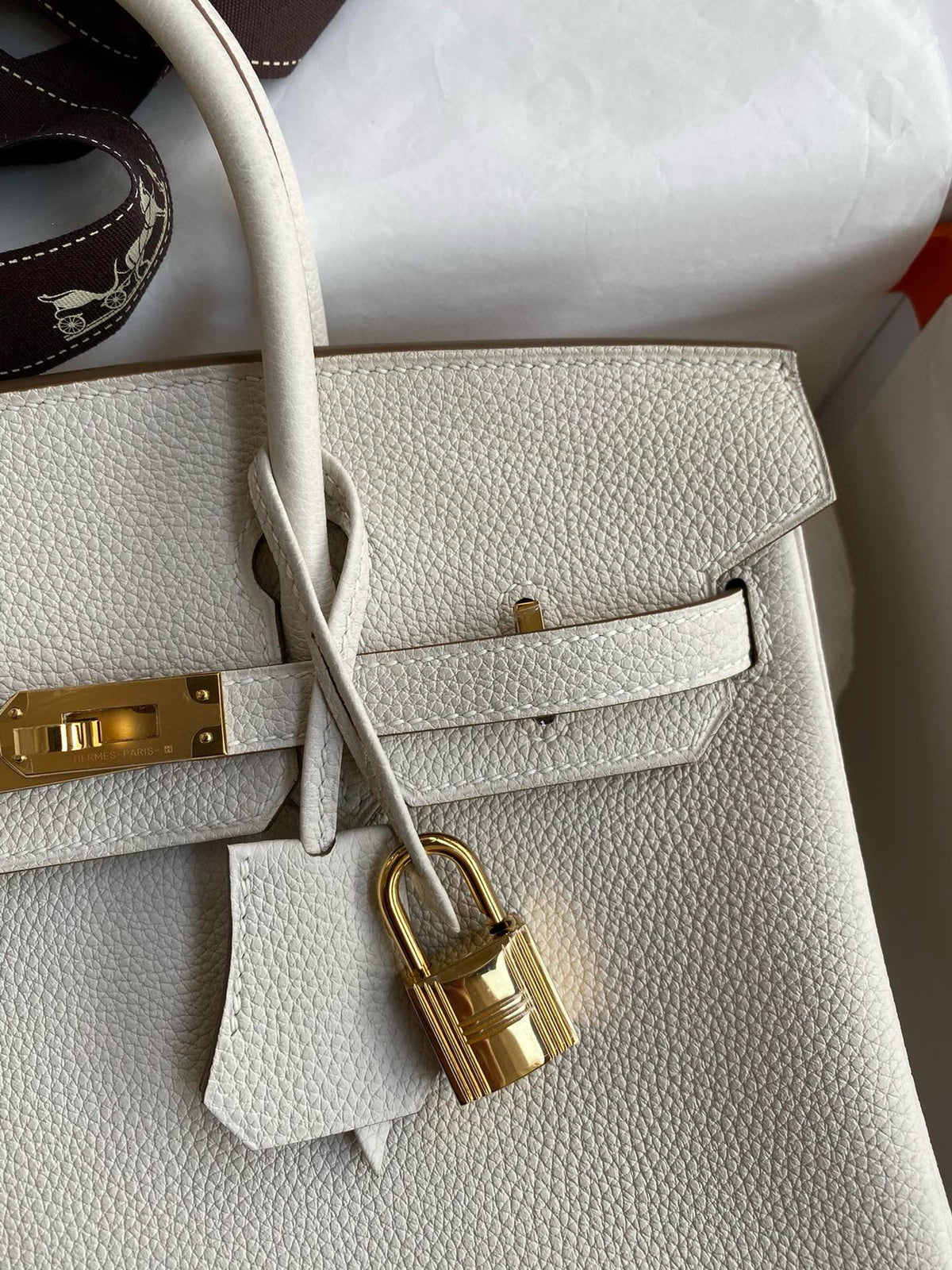 Hermes Birkin 25cm Cream Togo Leather Gold Hardware Bag