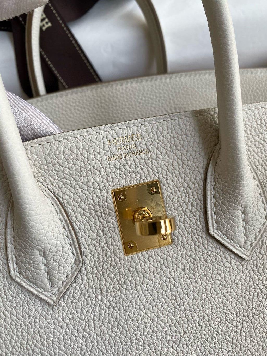 Hermes Birkin 25cm Cream Togo Leather Gold Hardware Bag