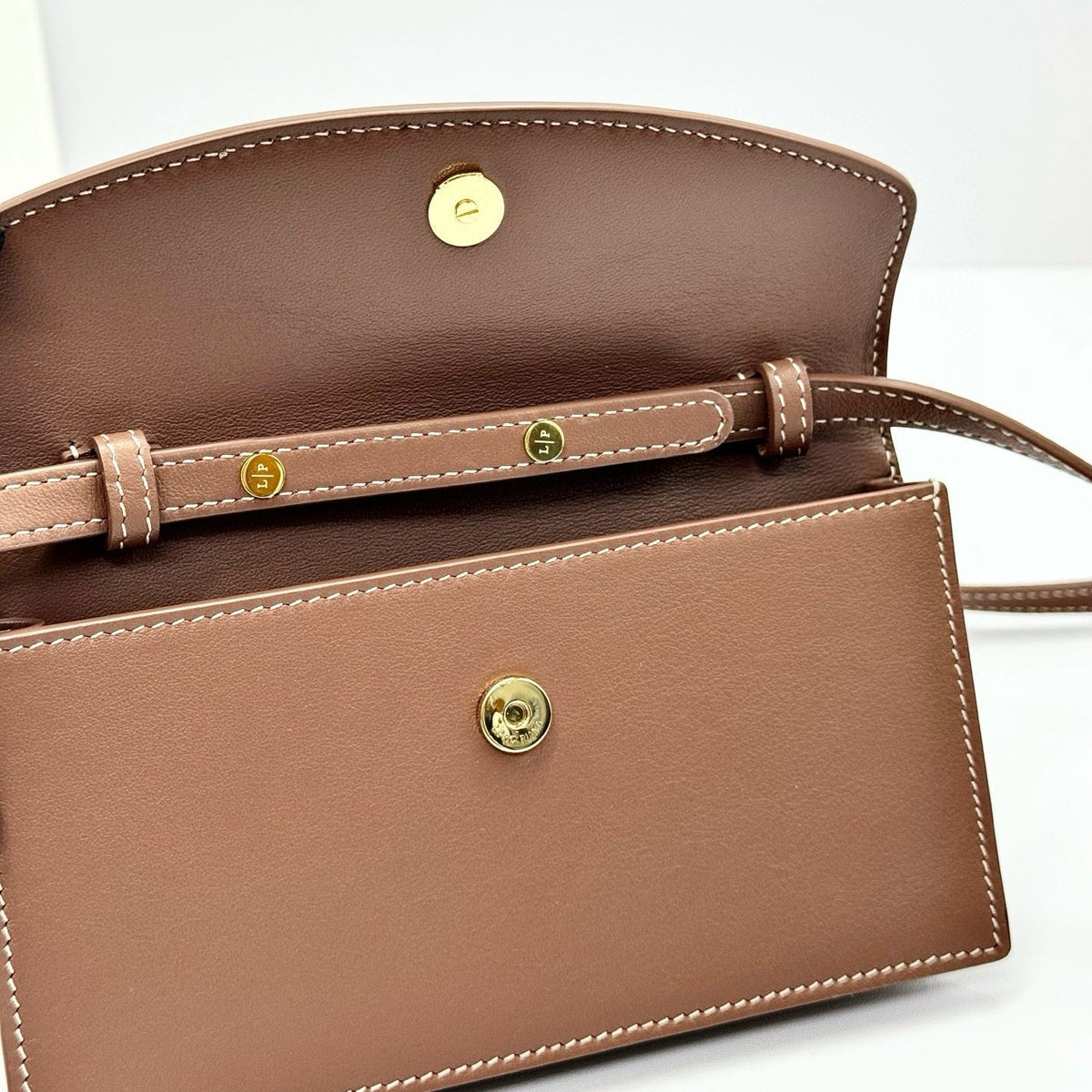 Loro Piana Extra Pochette 18 in Caramel Sugar Calfskin Gold Hardware Bag