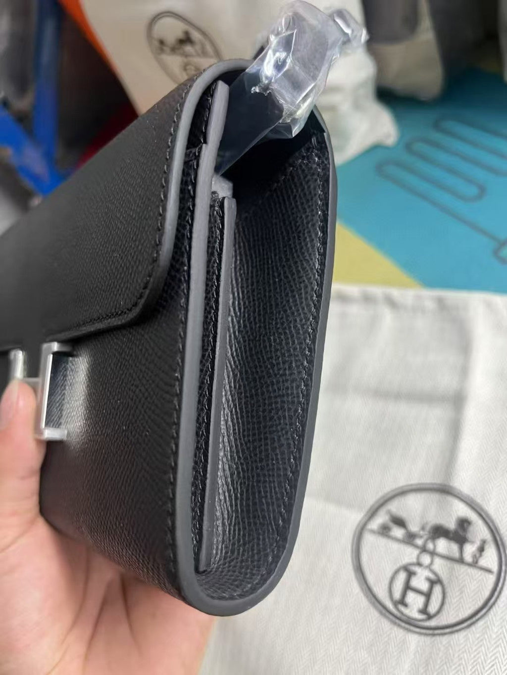 Hermes Constance Shoulder Bag in Black Calfskin
