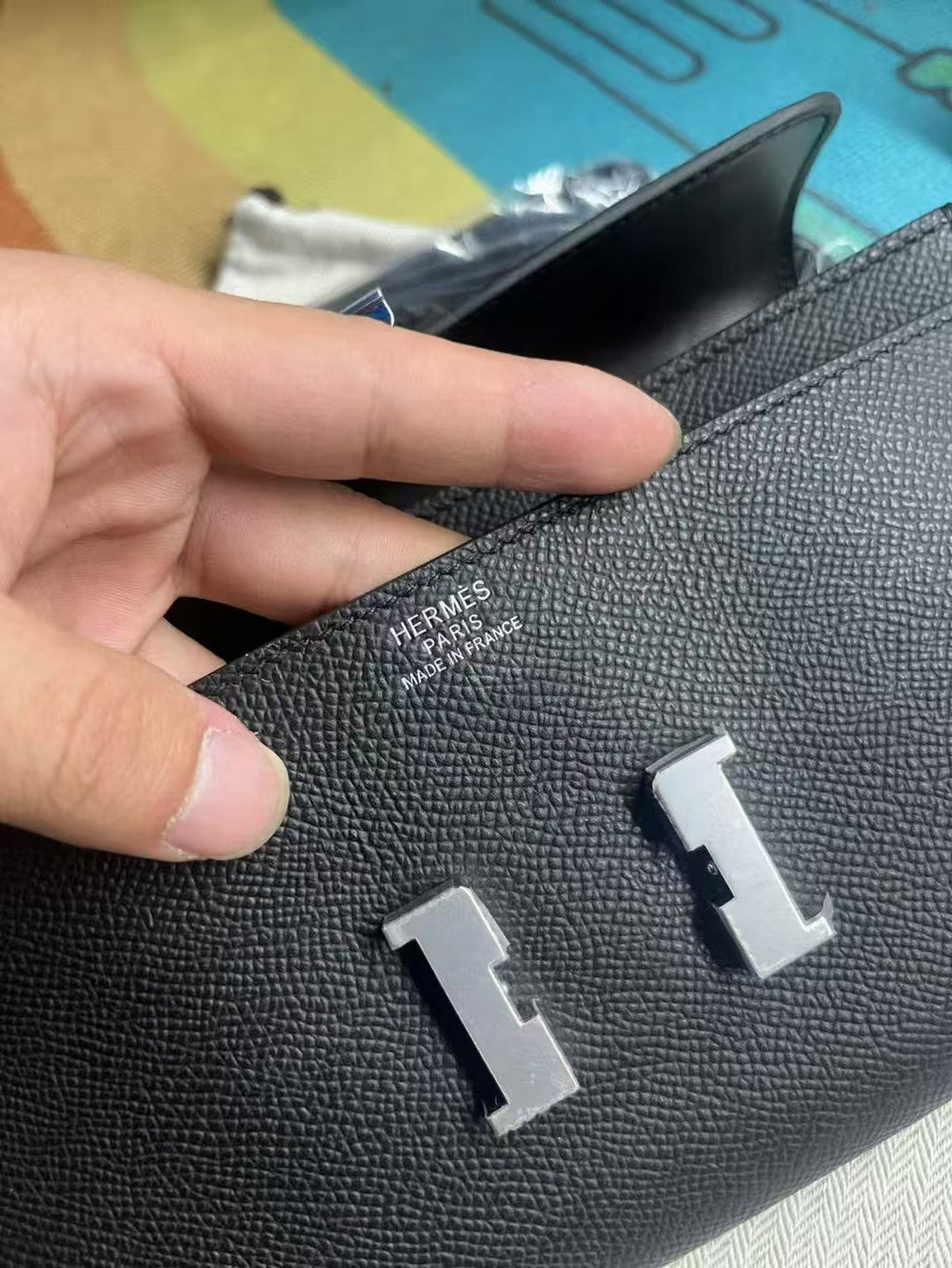 Hermes Constance Shoulder Bag in Black Calfskin