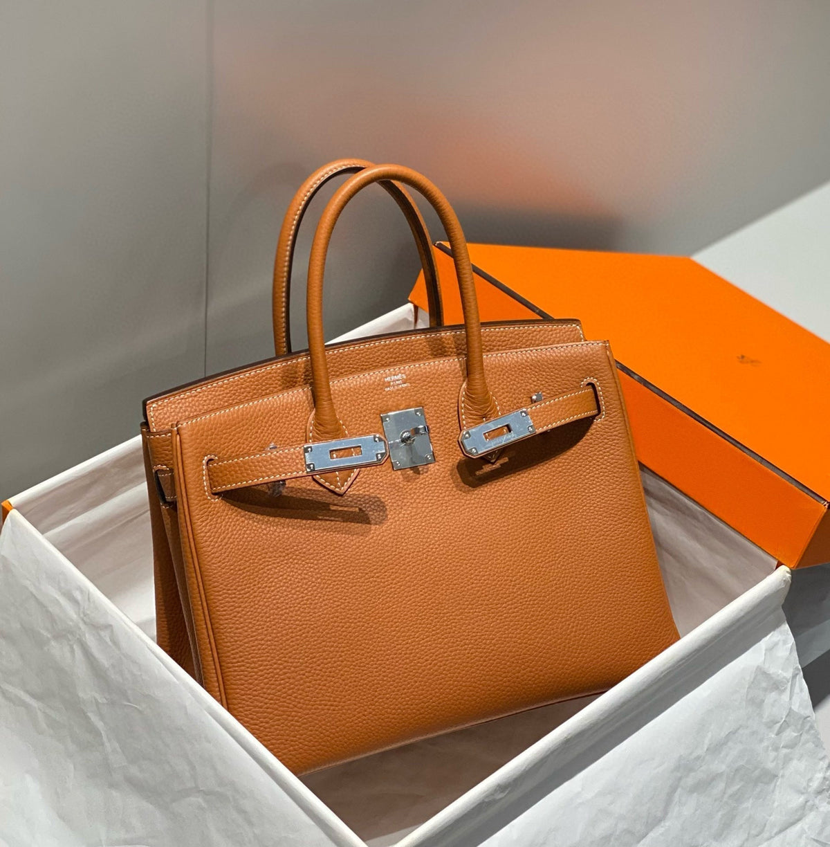 Hermes Birkin 30cm Brown Togo Leather Silver Hardware Bag