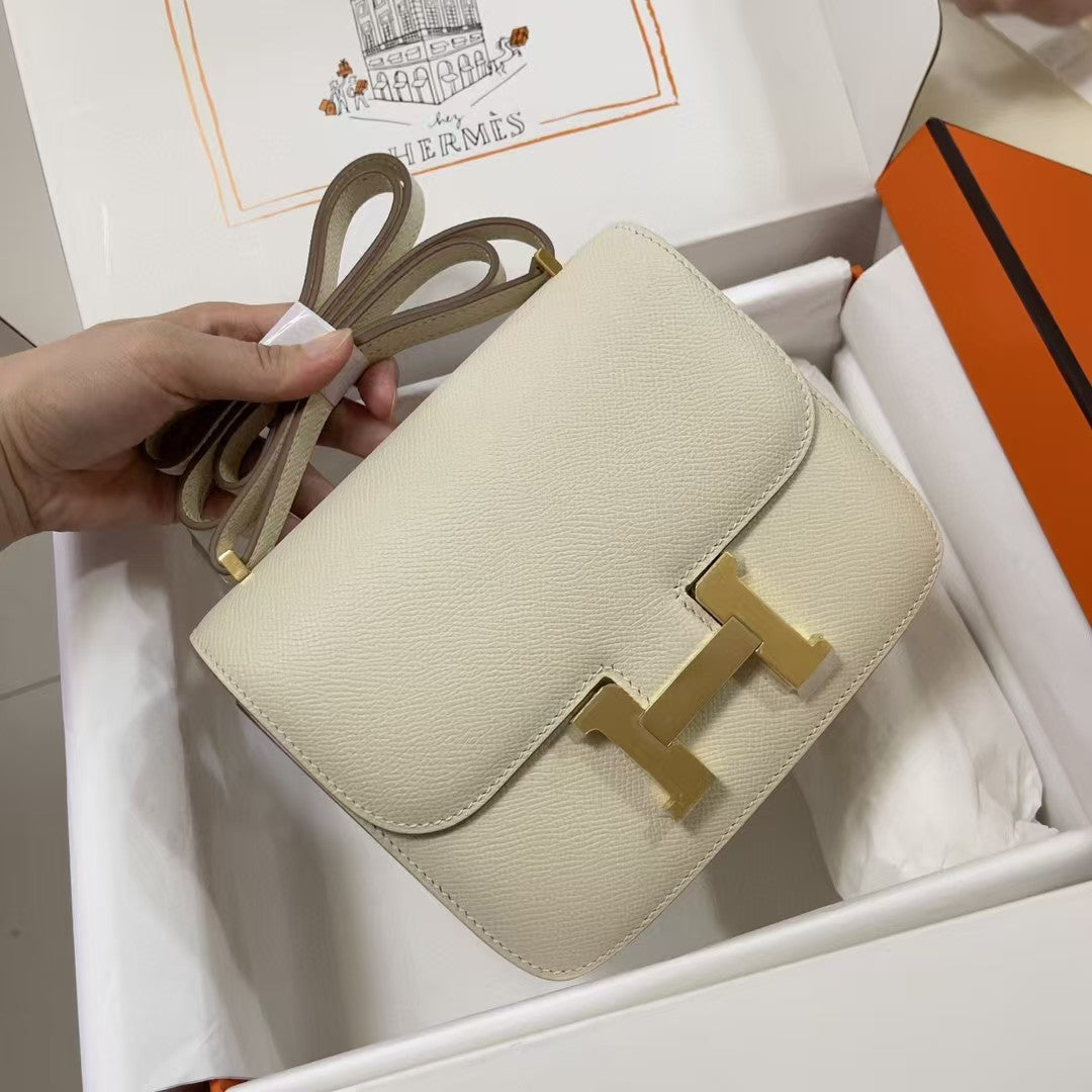 Hermes Constance 18 Milky White Epsom Gold Hardware Bag