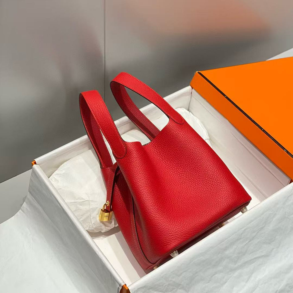 Hermes Picotin Lock 18 Red Calfskin Bag