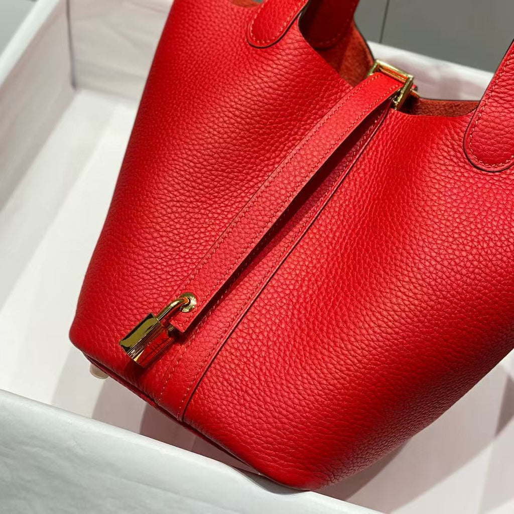 Hermes Picotin Lock 18 Red Calfskin Bag