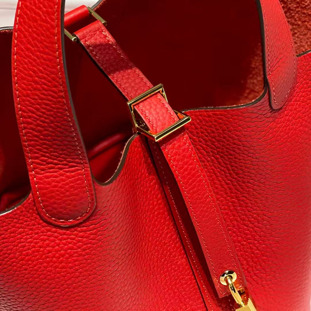 Hermes Picotin Lock 18 Red Calfskin Bag