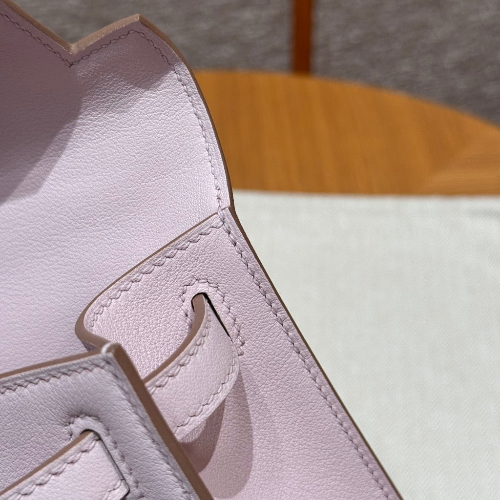 Hermes Kelly Pochette 22 in Light Pink Calfskin Silver Hardware Bag