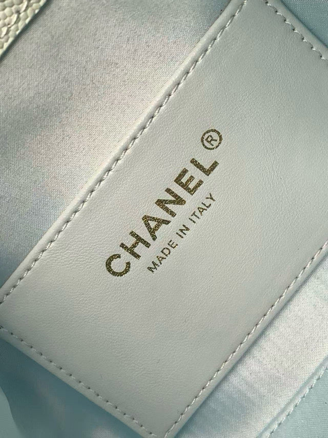 Chanel 25 Mini Handbag 22cm in Baby Blue Grained Calfskin Gold Hardware