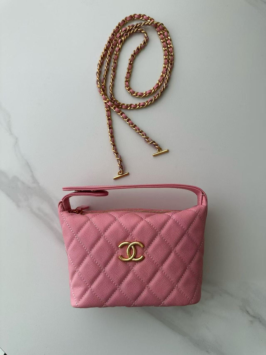 Chanel Top Handle Bag 19 in Pink Grained Calfskin