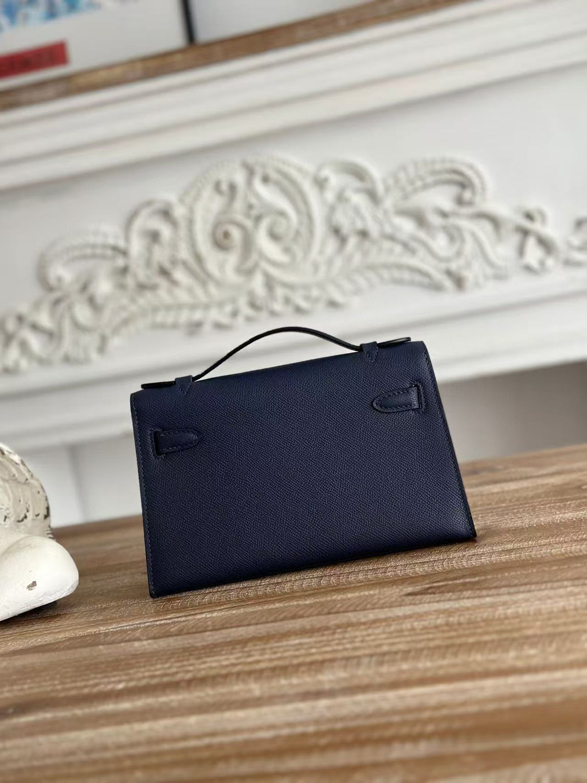 Hermes Kelly Mini Pochette 22 in Navy Blue Calfskin Bag