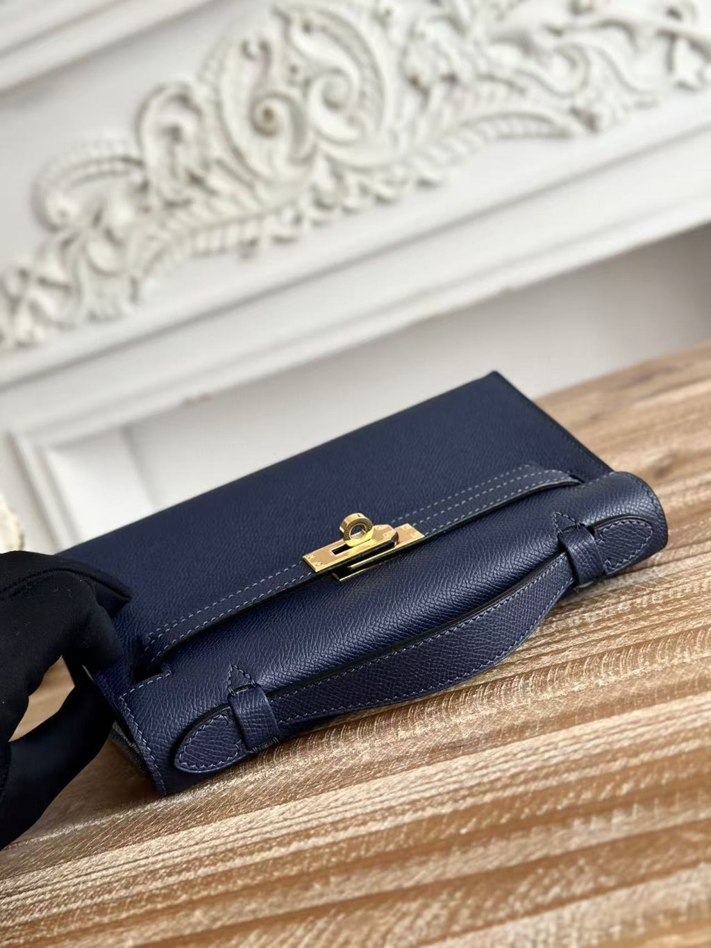 Hermes Kelly Mini Pochette 22 in Navy Blue Calfskin Bag