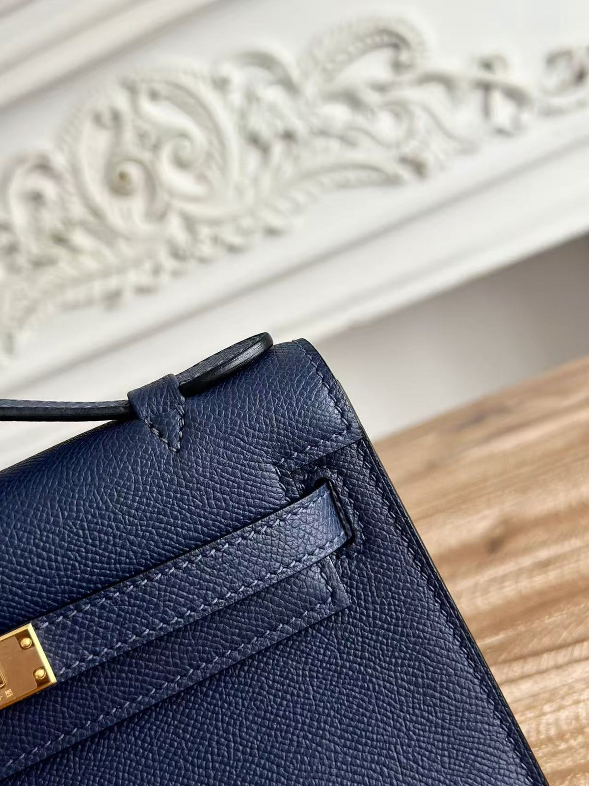 Hermes Kelly Mini Pochette 22 in Navy Blue Calfskin Bag