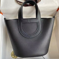 Hermes 25S in the Loop 23 in Black Calfskin Silver Hardware TP3 Bag