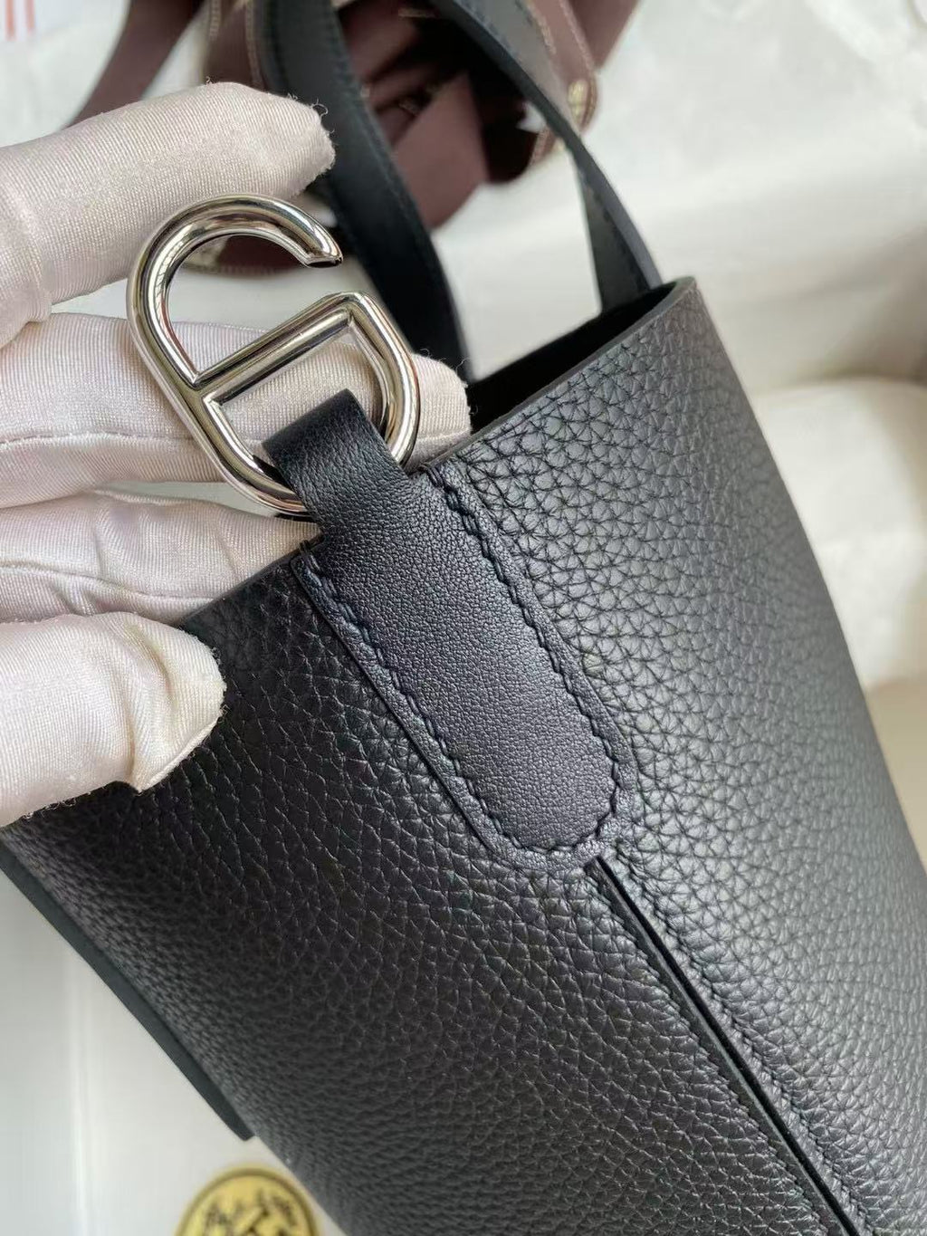 Hermes 25S in the Loop 23 in Black Calfskin Silver Hardware TP3 Bag