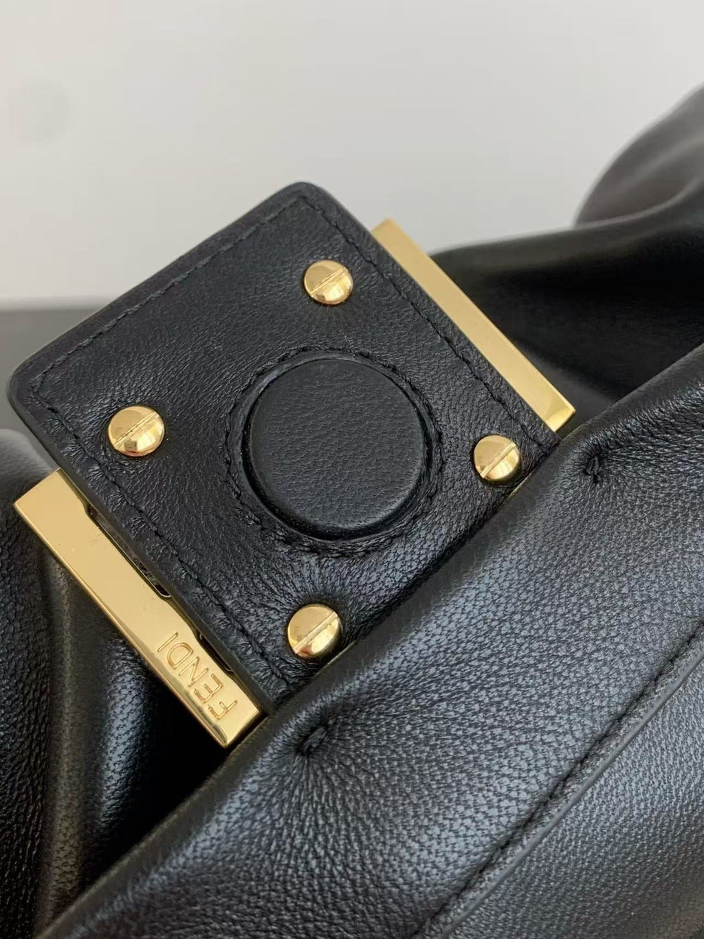 Ff Mamma Baguette 16 in Black Calfskin