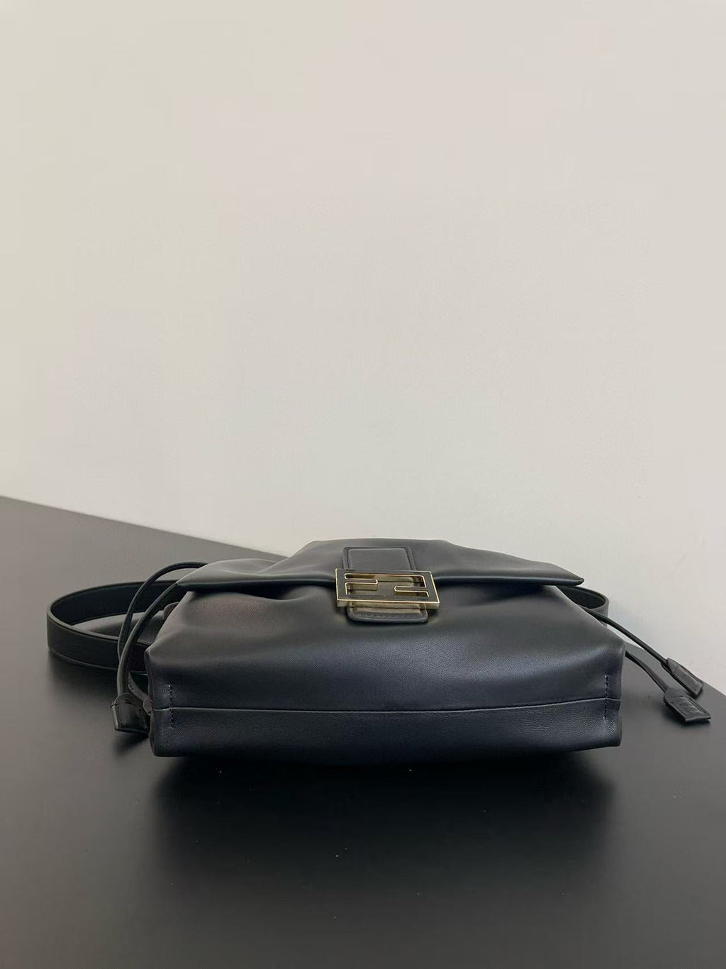 Ff Mamma Baguette 16 in Black Calfskin