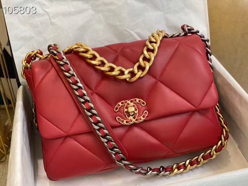 Chanel 19 Flap Bag 30 in Red Goatskin