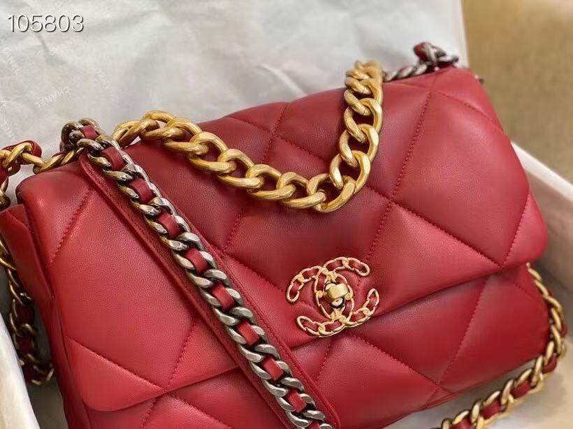 Chanel 19 Flap Bag 30 in Red Goatskin