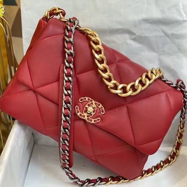 Chanel 19 Flap Bag 30 in Red Goatskin