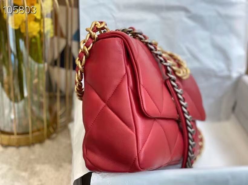 Chanel 19 Flap Bag 30 in Red Goatskin