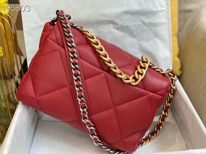 Chanel 19 Flap Bag 30 in Red Goatskin