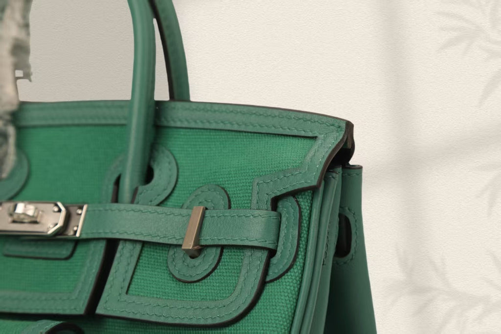 Hermes Birkin Cargo 25cm Green Canvas and Leather Silver Hardware Bag