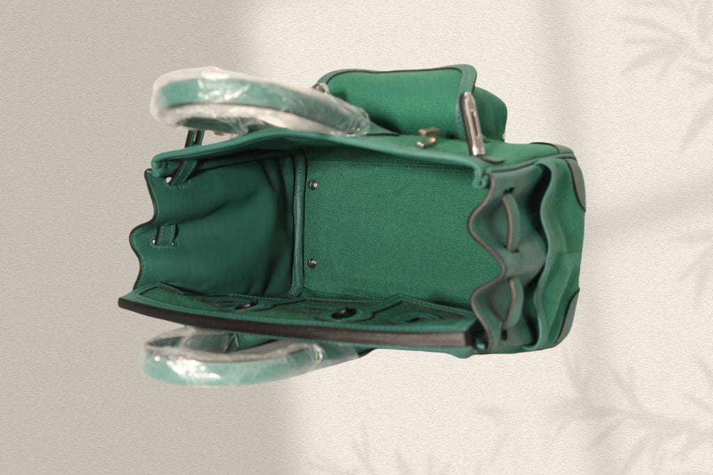 Hermes Birkin Cargo 25cm Green Canvas and Leather Silver Hardware Bag