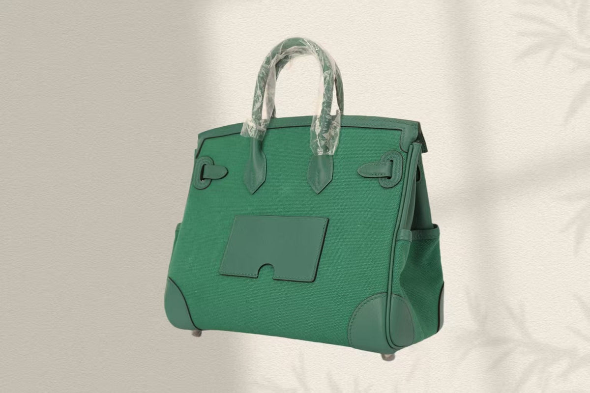 Hermes Birkin Cargo 25cm Green Canvas and Leather Silver Hardware Bag